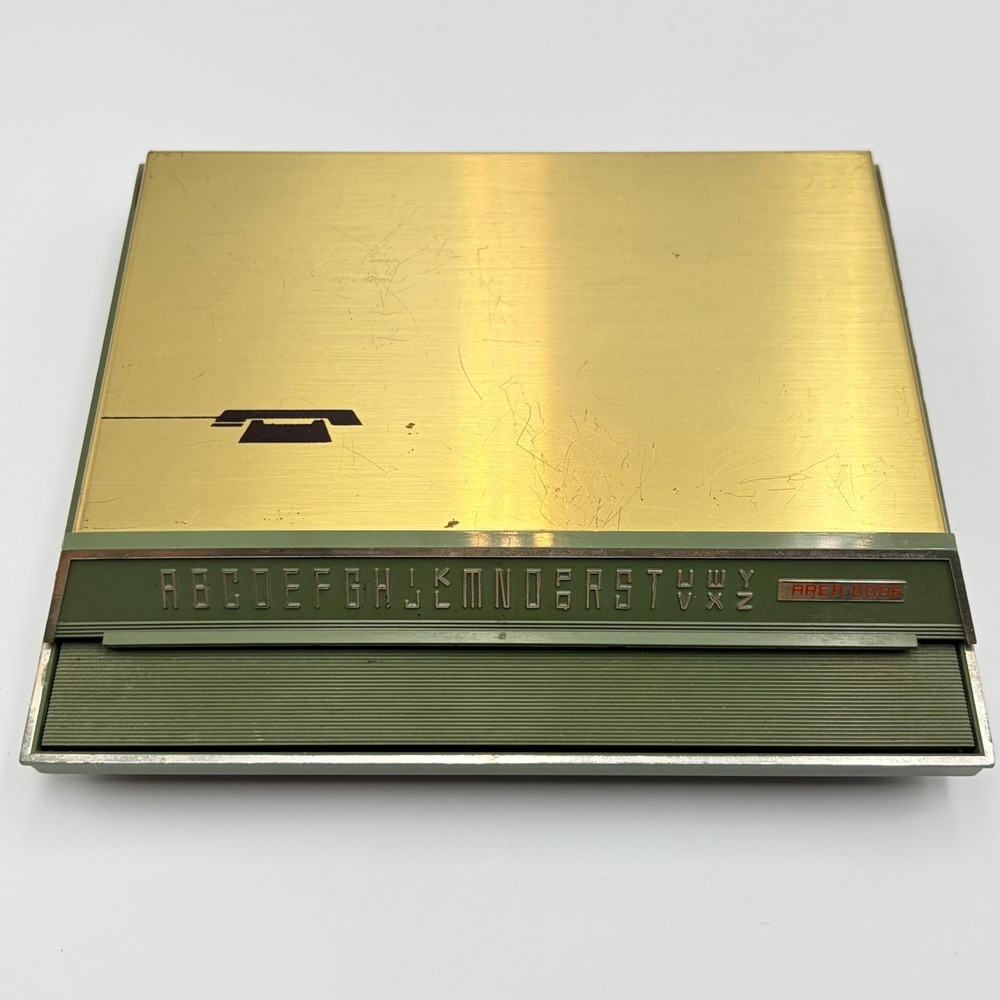 Vintage‎ Park Sherman Telephone Index Pop Up Address Book Gold Avocado Green MCM